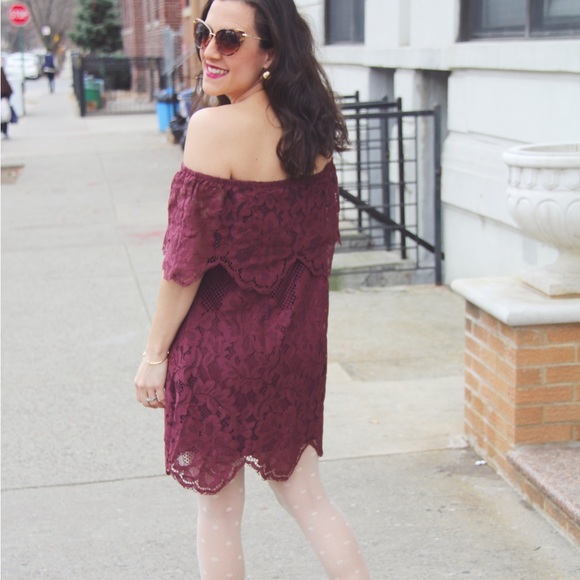TOBI Burgundy “Lace” Cutout Dress - Picture 6 of 8